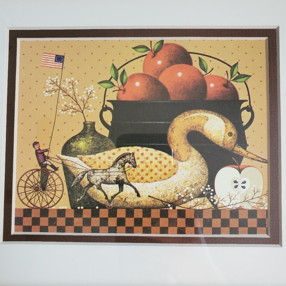 Vintage Charles Wysoki‎ duck folk art framed print